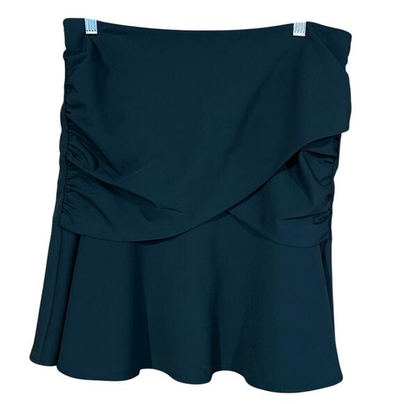Club Monaco Welse Green Ruffle Hem Ruched Skirt Size 12 ~NWT~ - Picture 1 of 8